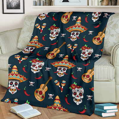 Sugar Skull Mexican Fleece Blanket