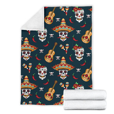 Sugar Skull Mexican Fleece Blanket