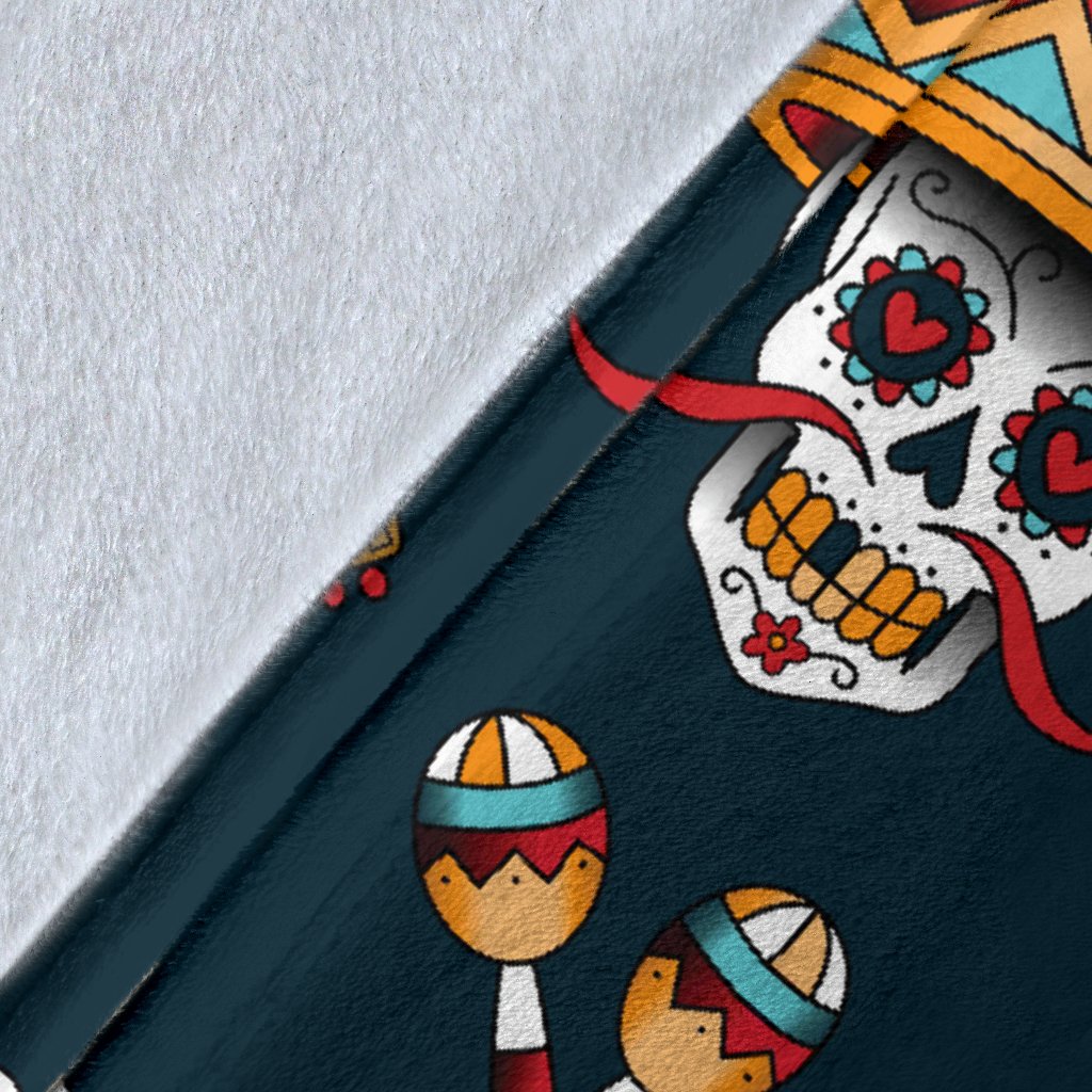 Sugar Skull Mexican Fleece Blanket JorJune