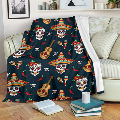 Sugar Skull Mexican Fleece Blanket