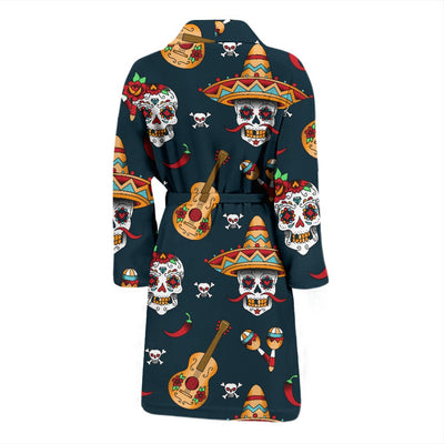 Sugar Skull Mexican Men Bath Robe