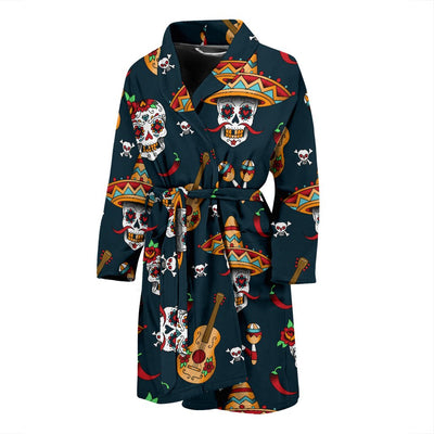 Sugar Skull Mexican Men Bath Robe