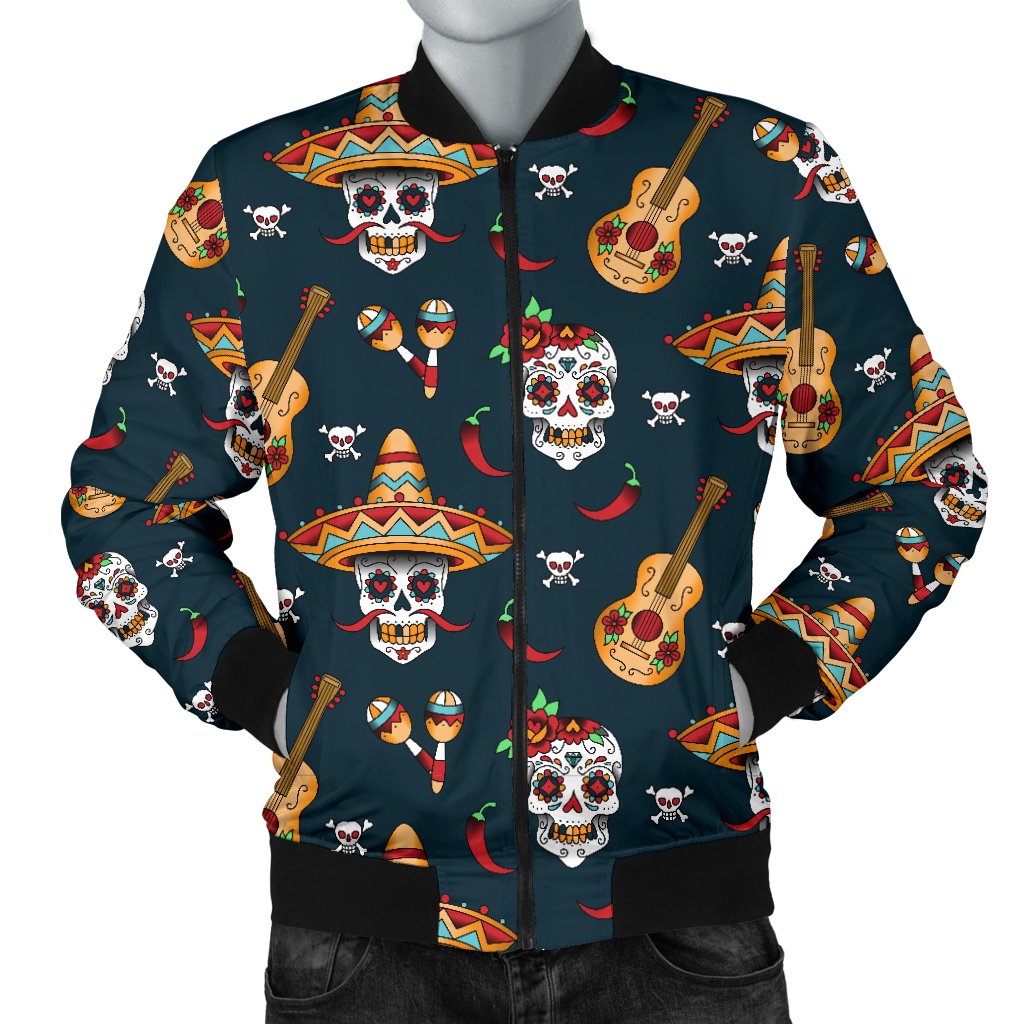 Sugar Skull Mexican Men Casual Bomber Jacket