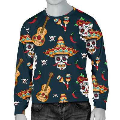 Sugar Skull Mexican Men Crewneck Sweatshirt