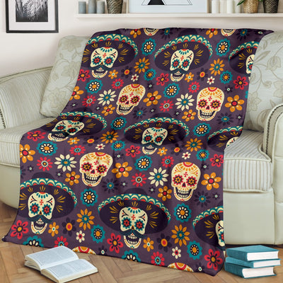 Sugar Skull Mexican Pattern Fleece Blanket