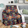 Sugar Skull Mexican Pattern Fleece Blanket