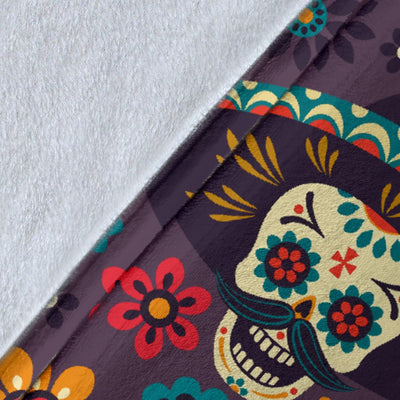 Sugar Skull Mexican Pattern Fleece Blanket