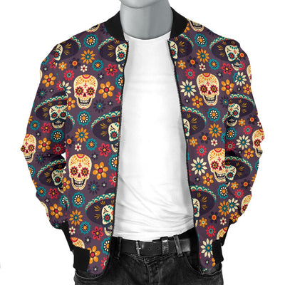 Sugar Skull Mexican Pattern Men Casual Bomber Jacket