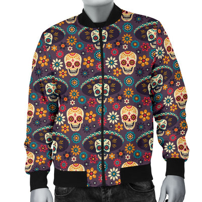 Sugar Skull Mexican Pattern Men Casual Bomber Jacket