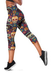 Sugar Skull Mexican Pattern Women Capris