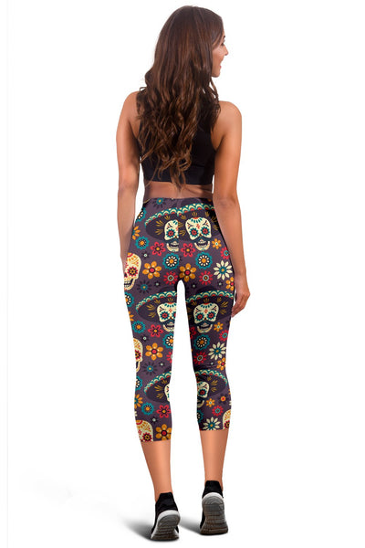 Sugar Skull Mexican Pattern Women Capris