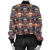 Sugar Skull Mexican Pattern Women Casual Bomber Jacket