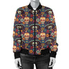 Sugar Skull Mexican Pattern Women Casual Bomber Jacket