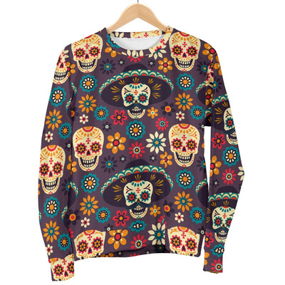 Sugar Skull Mexican Pattern Women Crewneck Sweatshirt