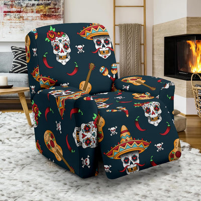 sugar skull Mexican Recliner Slipcover-JORJUNE.COM