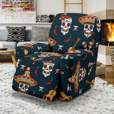 sugar skull Mexican Recliner Slipcover-JORJUNE.COM