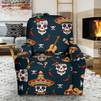 sugar skull Mexican Recliner Slipcover-JORJUNE.COM