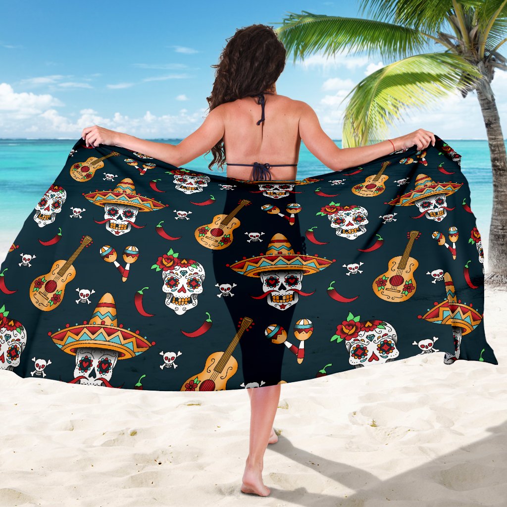 Sugar Skull Mexican Sarong Pareo Wrap