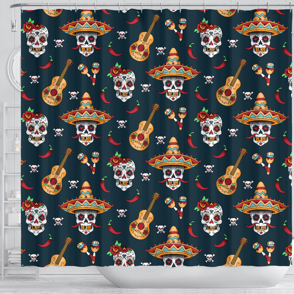 Sugar Skull Mexican Shower Curtain