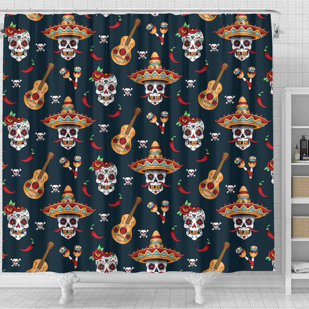 Sugar Skull Mexican Shower Curtain