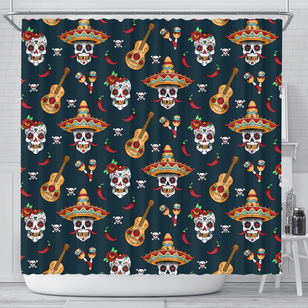 Sugar Skull Mexican Shower Curtain