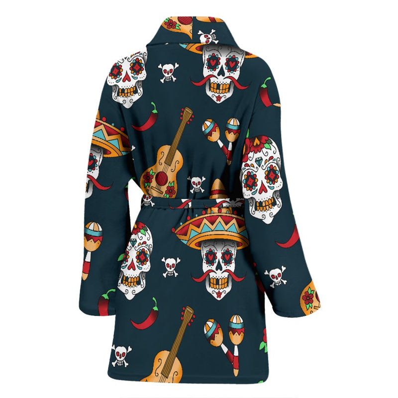 sugar skull Mexican Women Bath Robe