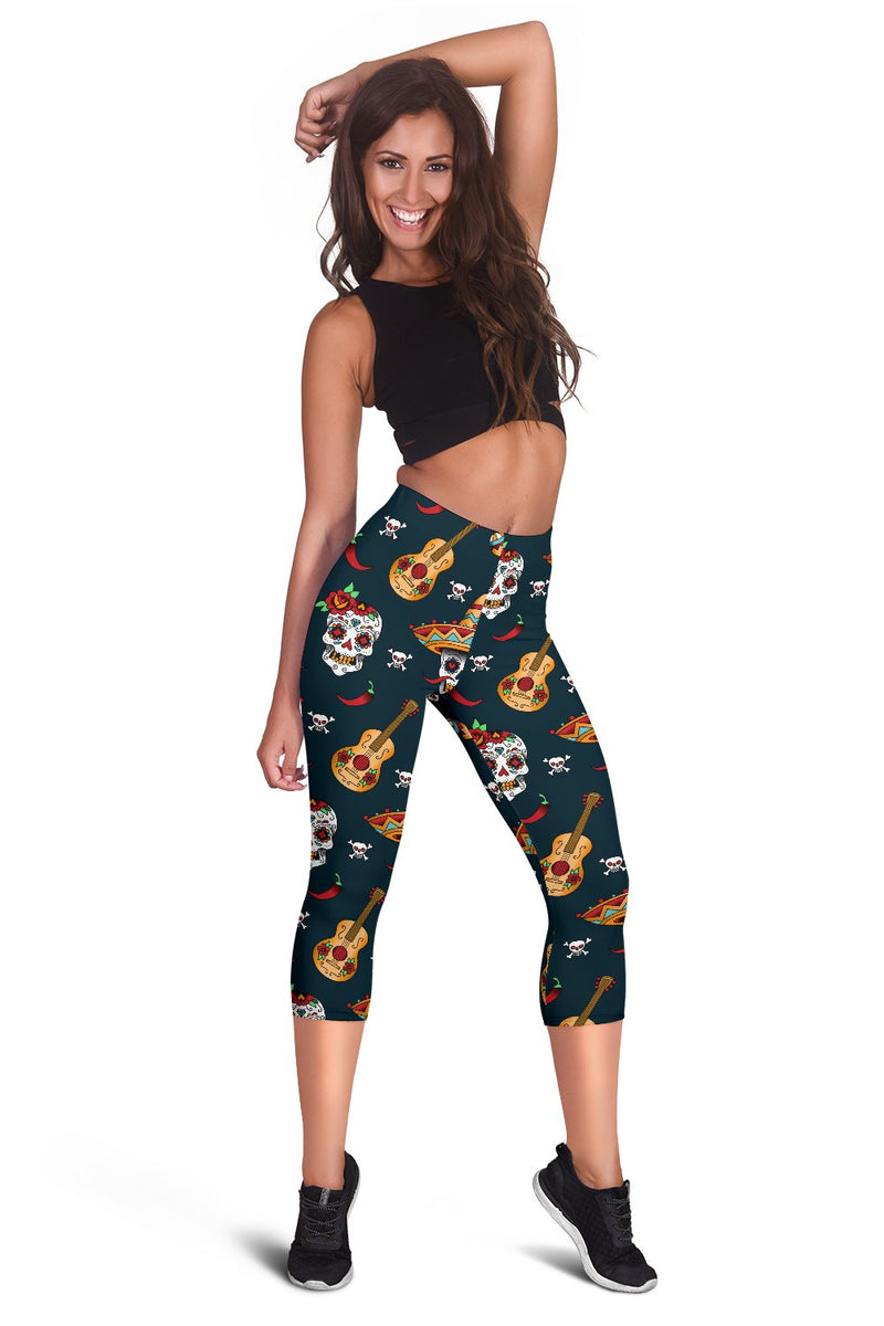 Sugar Skull Mexican Women Capris