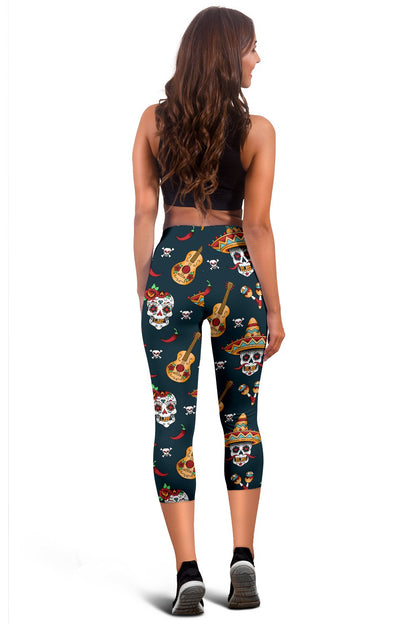 Sugar Skull Mexican Women Capris