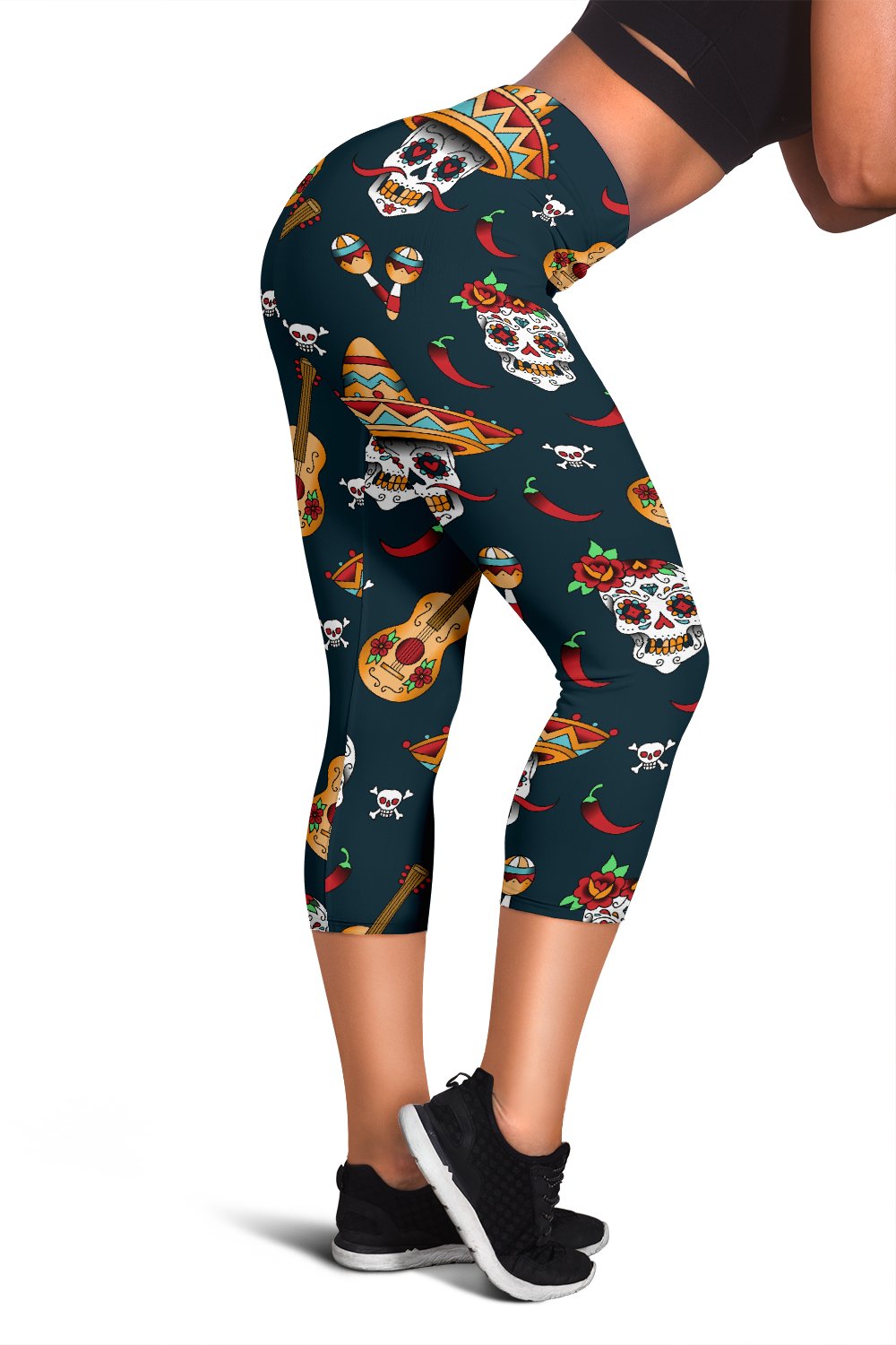 Sugar Skull Mexican Women Capris