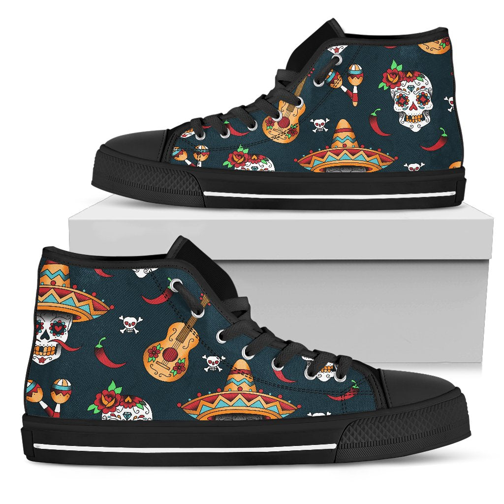 Sugar Skull Mexican Women High Top Shoes
