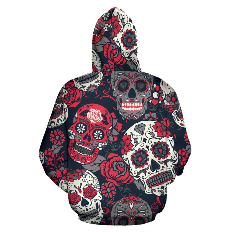 sugar skull Pattern All Over Zip Up Hoodie