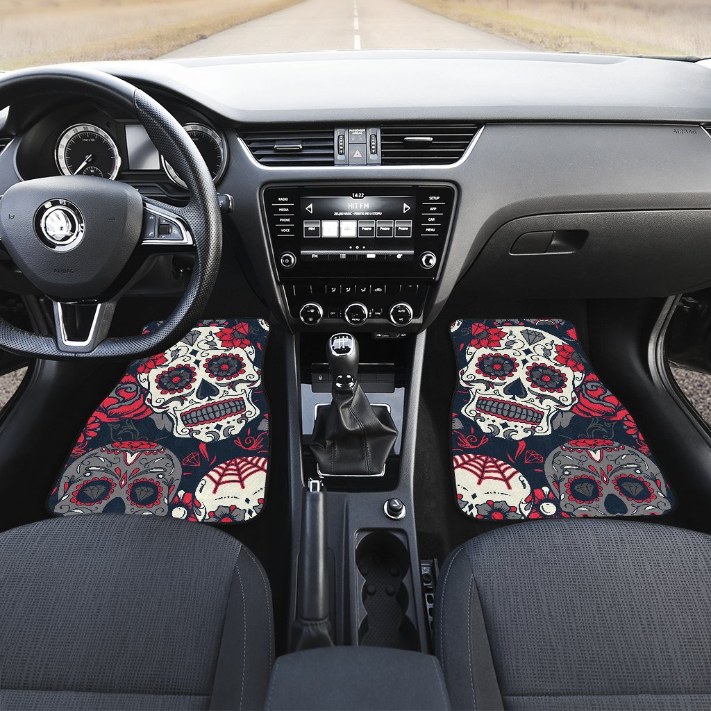 Sugar Skull Pattern Car Floor Mats