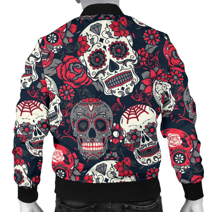 Sugar Skull Pattern Men Casual Bomber Jacket