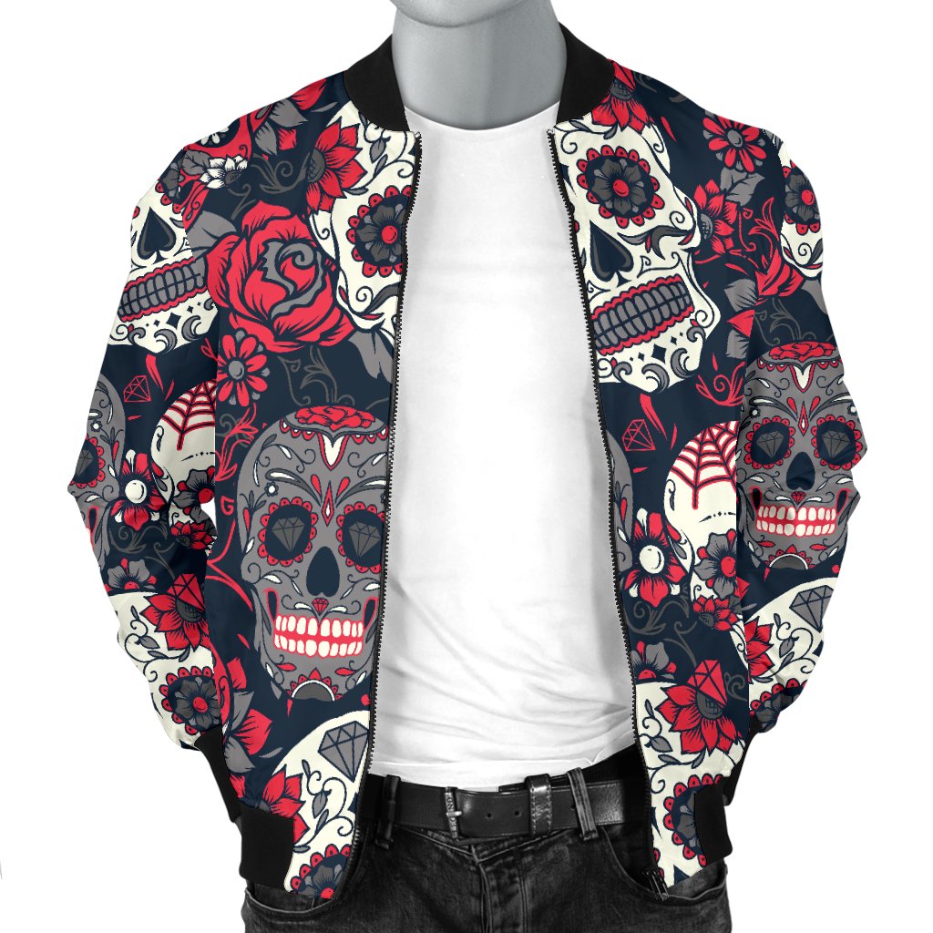 Sugar Skull Pattern Men Casual Bomber Jacket