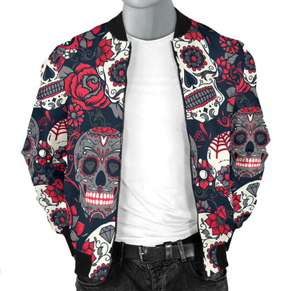 Sugar Skull Pattern Men Casual Bomber Jacket