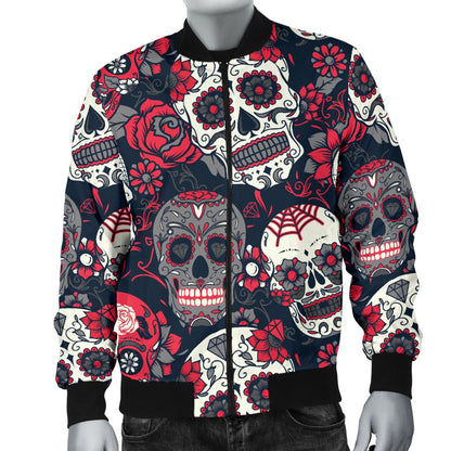Sugar Skull Pattern Men Casual Bomber Jacket
