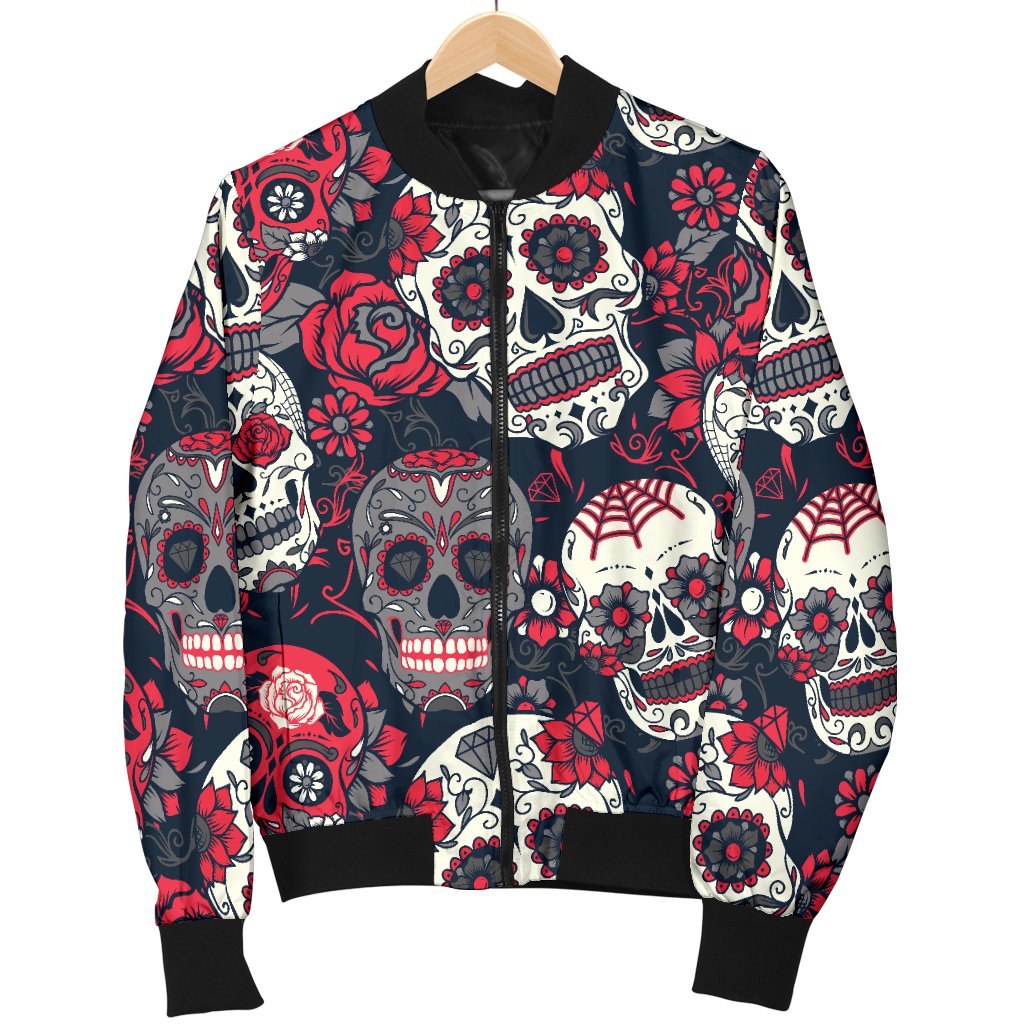 Sugar Skull Pattern Men Casual Bomber Jacket