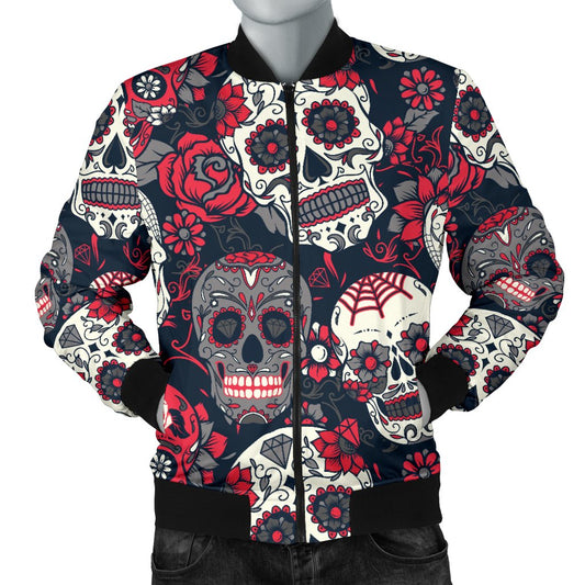 Sugar Skull Pattern Men Casual Bomber Jacket