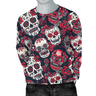 Sugar Skull Pattern Men Crewneck Sweatshirt