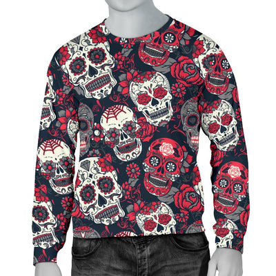 Sugar Skull Pattern Men Crewneck Sweatshirt