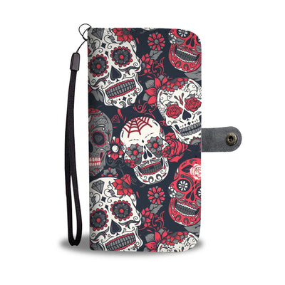 Sugar Skull Pattern Wallet Phone Case