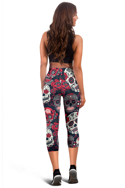 Sugar Skull Pattern Women Capris