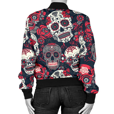 Sugar Skull Pattern Women Casual Bomber Jacket