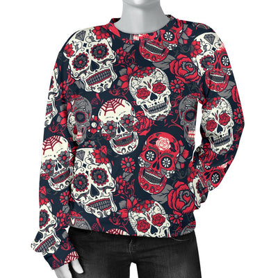 Sugar Skull Pattern Women Crewneck Sweatshirt