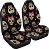 Sugar Skull Pink Bow Themed Print Universal Fit Car Seat Covers-JorJune