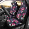 Sugar Skull Pink Rose Themed Print Universal Fit Car Seat Covers-JorJune