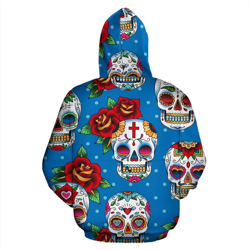 Sugar Skull Rose Pattern All Over Print Hoodie