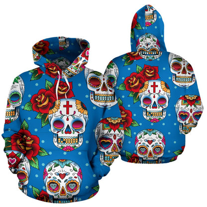 Sugar Skull Rose Pattern All Over Print Hoodie