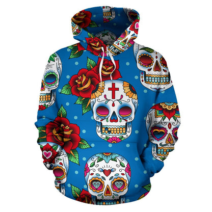 Sugar Skull Rose Pattern All Over Print Hoodie
