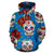 Sugar Skull Rose Pattern All Over Zip Up Hoodie